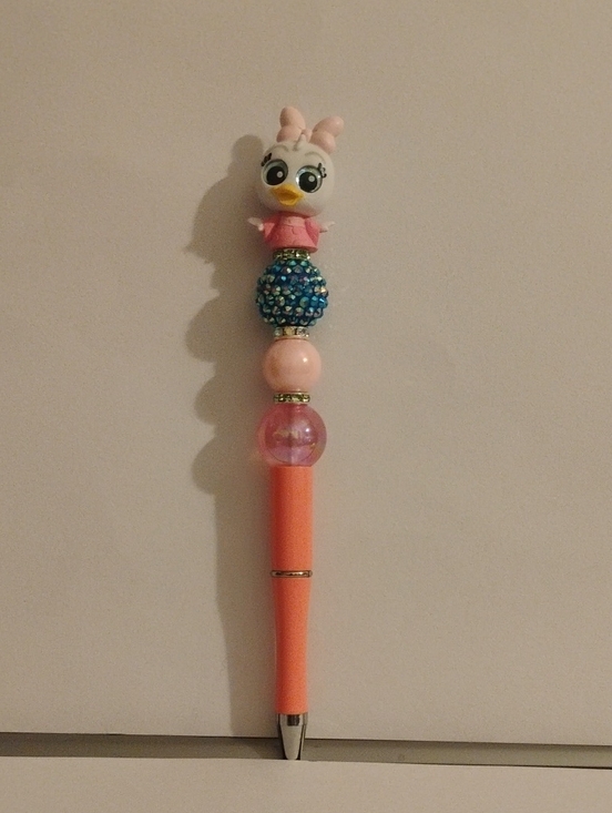 Hand-Crafted Other - Disney Doorables Daisy Duck Custom Beaded Pen | Pink & Teal Rhinestone Pen